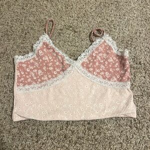 Aeropostale Pink Floral Lace Cami Top
